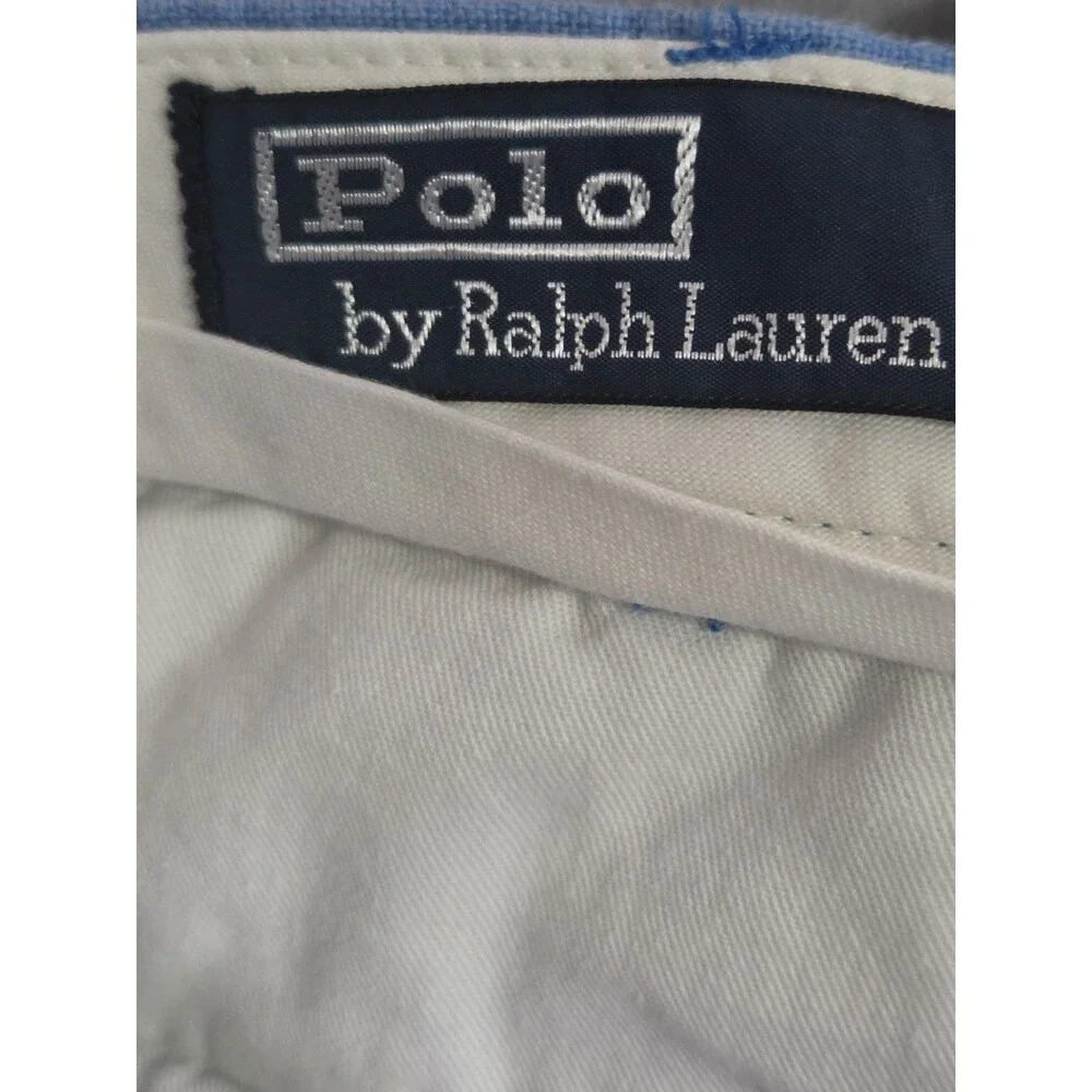 Vtg Polo Ralph Lauren Pants Mens 38x29 (38×32 Tag) Blue Linen Pleated Cuffed